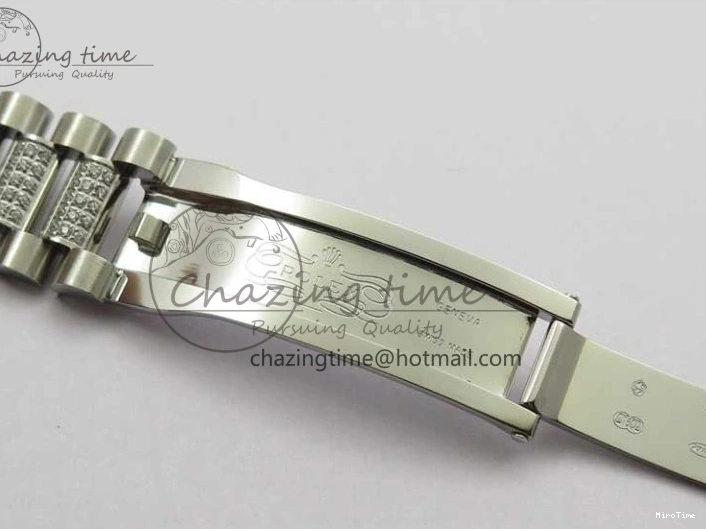 MiroTime 0128 Day-Date 36mm 128239 SS Crystal BP Best Edition White MOP Crystal Marker Dial on SS President Bracelet A MoistureWicking 2682